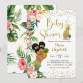 Aloha Pineapple African Afro Girl Baby shower Kaart (Voorkant / Achterkant)