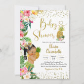 Aloha Pineapple African Girl Baby shower Kaart (Voorkant)