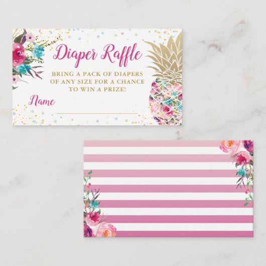 Aloha Pineapple Baby shower Diaper Raffle Informatiekaartje (Voorkant / Achterkant)