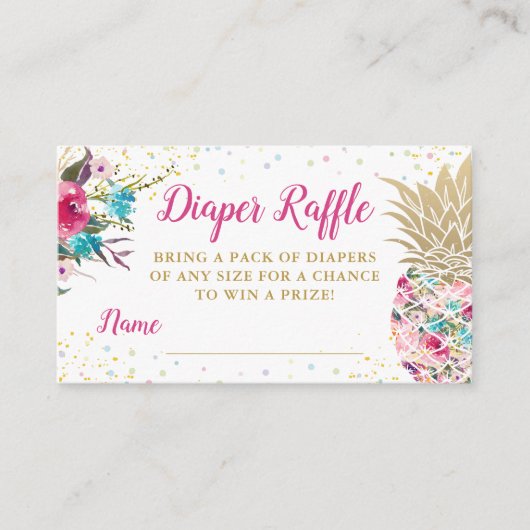 Aloha Pineapple Baby shower Diaper Raffle Informatiekaartje (Voorkant)