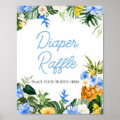 Aloha Pineapple Baby Shower Diaper Raffle Sign Poster (Voorkant)