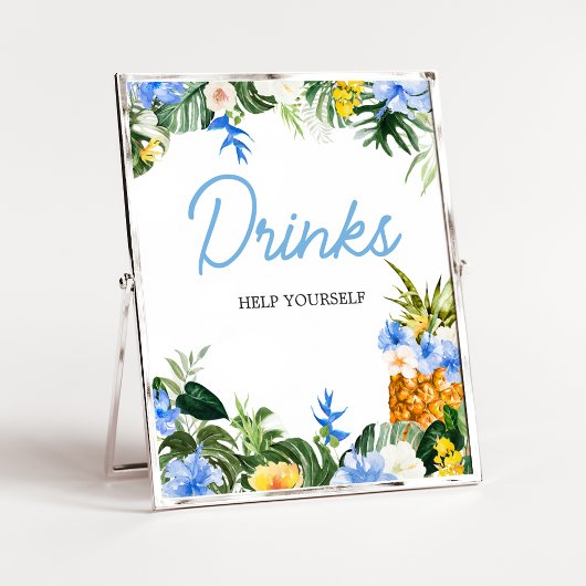Aloha Pineapple Baby Shower Drinks Sign Poster