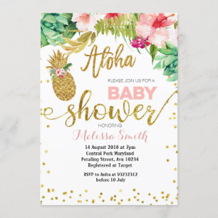 Aloha Pineapple baby shower Invitation card Kaart
