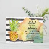 Aloha Pineapple Birthday party Invitations Kaart (Staand voorkant)