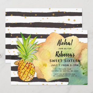 Aloha Pineapple Birthday party Invitations Kaart