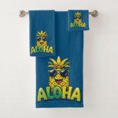 Aloha Pineapple Collectie Blauwgroen Badkamer Hand Bad Handdoek (Insitu)