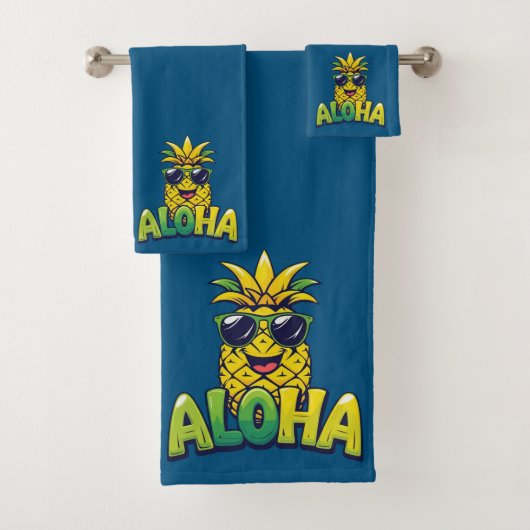 Aloha Pineapple Collectie Blauwgroen Badkamer Hand Bad Handdoek (Insitu)