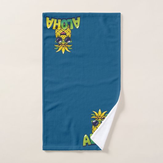 Aloha Pineapple Collectie Blauwgroen Badkamer Hand Bad Handdoek (Handdoek)