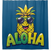 Aloha Pineapple Collectie Blauwgroen Douchegordijn (Voorkant)