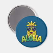 Aloha Pineapple Collectie Blauwgroen keukenmagneet Magneet (Voorkant / Achterkant)
