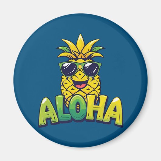 Aloha Pineapple Collectie Blauwgroen keukenmagneet Magneet (Voorkant)