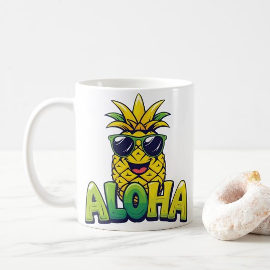 Aloha Pineapple Collectie Blauwgroen Koffie Mok (Met donut)