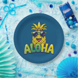 Aloha Pineapple Collectie Blauwgroen papier Borden Papieren Bordje