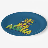 Aloha Pineapple Collectie Blauwgroen papier Borden Papieren Bordje (Gekanteld)