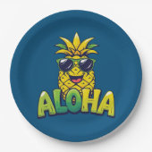 Aloha Pineapple Collectie Blauwgroen papier Borden Papieren Bordje (Voorkant)