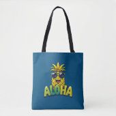 Aloha Pineapple Collectie Blauwgroen Schouder Canv Tote Bag (Voorkant)