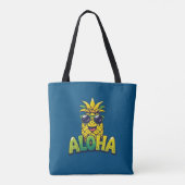Aloha Pineapple Collectie Blauwgroen Schouder Canv Tote Bag (Achterkant)
