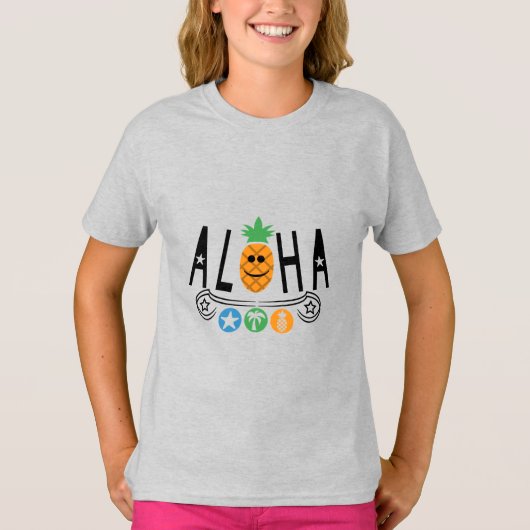 Aloha Pineapple Design - Girls' Basic T-Shirt (Voorkant)