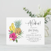 Aloha Pineapple en Hibiscus Tropical Pool Party Kaart (Staand voorkant)