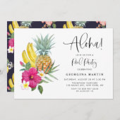 Aloha Pineapple en Hibiscus Tropical Pool Party Kaart (Voorkant / Achterkant)