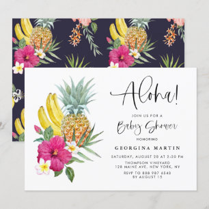 Aloha Pineapple en Hibiscus Tropisch Baby shower Kaart