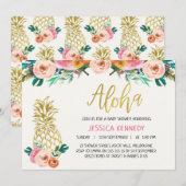 Aloha Pineapple Floral Baby shower Uitnodiging (Voorkant / Achterkant)