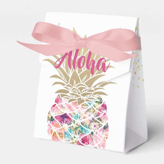 Aloha Pineapple Floral Birthday Favor Box Bedankdoosjes (Voorkant Zijde)