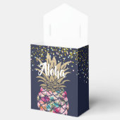 Aloha Pineapple Floral Navy Blue Birthday Bedankdoosjes (Geopend)