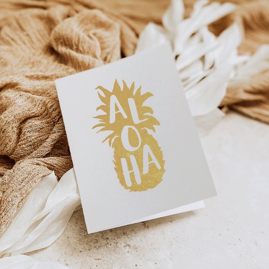 Aloha Pineapple Gold Foil Stationery Kaart