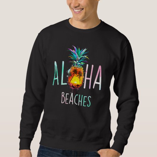 Aloha Pineapple Hawaii en Palm Beach Surfboard Su Trui (Voorkant)