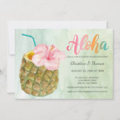 Aloha Pineapple Hibiscus Tropical Cocktail Shower Kaart (Voorkant)