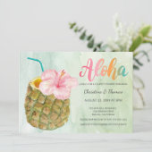 Aloha Pineapple Hibiscus Tropical Cocktail Shower Kaart (Staand voorkant)