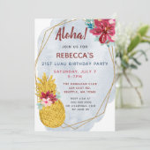 Aloha Pineapple Luau Birthday Party Kaart (Staand voorkant)