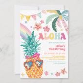 ALOHA Pineapple Luau Summer Birthday Invitation Kaart (Voorkant)