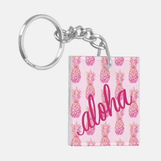 Aloha Pineapple Square Sleutelhanger Mini (Voorkant Links)