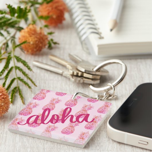 Aloha Pineapple Square Sleutelhanger Mini (Voorkant Rechts)