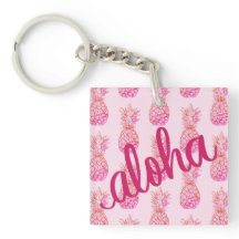 Aloha Pineapple Square Sleutelhanger Mini