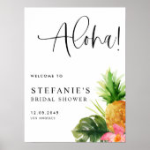Aloha Pineapple Summer Bridal Shower Welcome Poster (Voorkant)