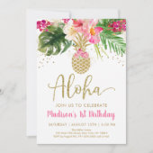 Aloha Pineapple Tropische Floral Birthday Kaart (Voorkant)