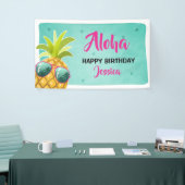 Aloha Pineapple verjaardagsbanner Tropical Luau Gi Spandoek (Beurs)