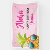Aloha Pineapple verjaardagsbanner Tropical Luau Pi Spandoek (Verticaal)
