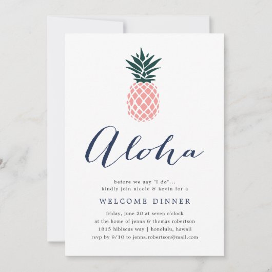 Aloha Pineapple Welkomstwoord Binnenkomst Kaart (Voorkant)