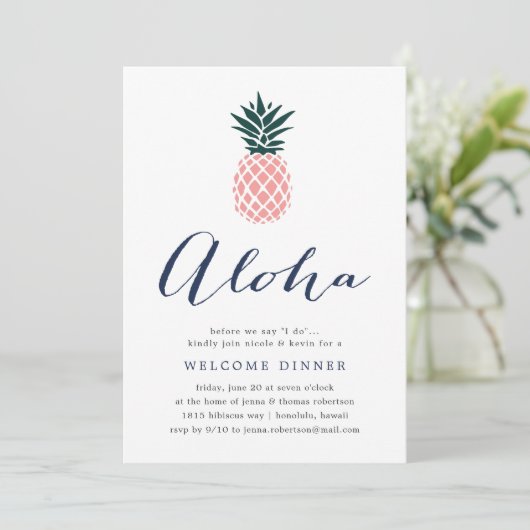 Aloha Pineapple Welkomstwoord Binnenkomst Kaart (Staand voorkant)
