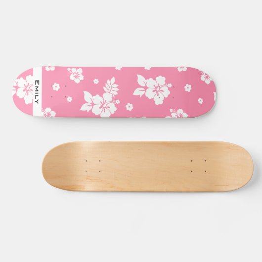 Aloha Pink Classic Hawaiian Seamless Pattern Persoonlijk Skateboard (Horizontaal)
