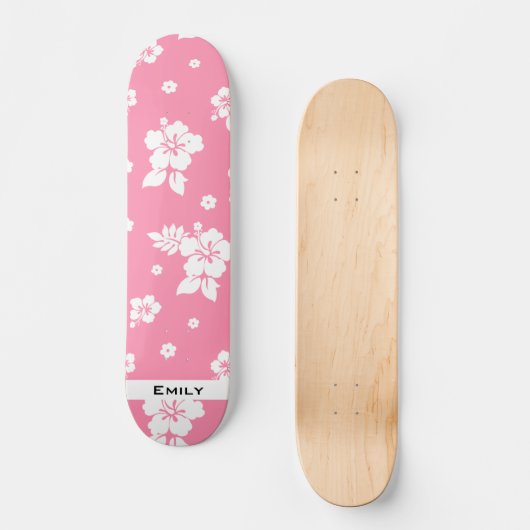 Aloha Pink Classic Hawaiian Seamless Pattern Persoonlijk Skateboard (Voorkant)