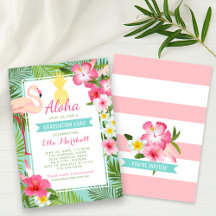 Aloha Pink Flamingo Tropical Afstuderen Luau Party