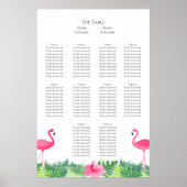 Aloha Pink Flamingo Tropical Wedding Seating Plan Poster (Voorkant)