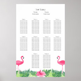 Aloha Pink Flamingo Tropical Wedding Seating Plan Poster