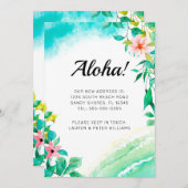 Aloha Pink Floral Beach Moving Notice Aankondiging (Voorkant / Achterkant)