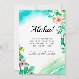 Aloha Pink Floral Beach Moving Notice Aankondiging